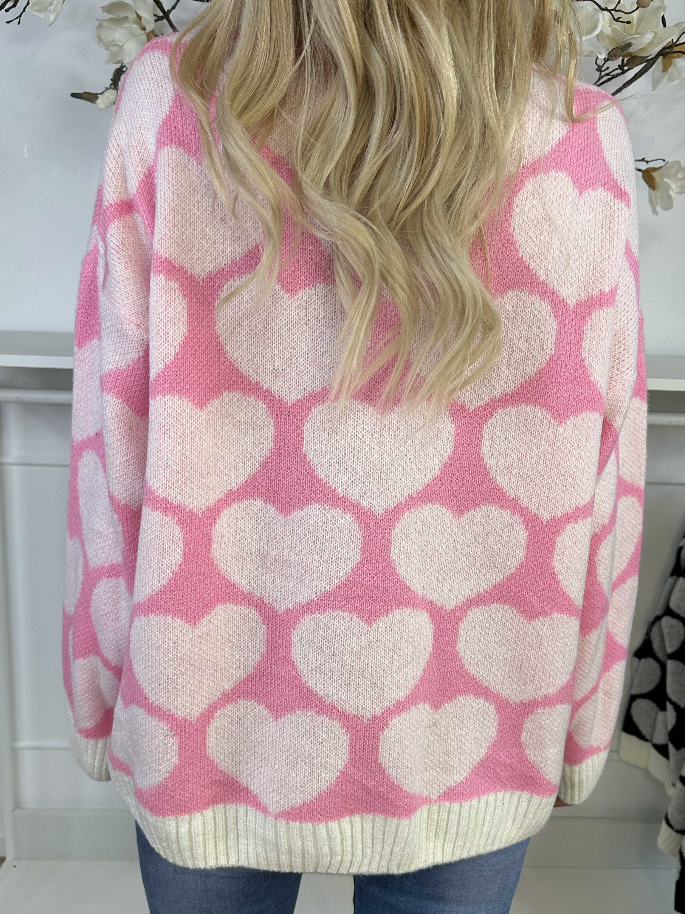 Saidy - Tyk strikbluse med hjerter